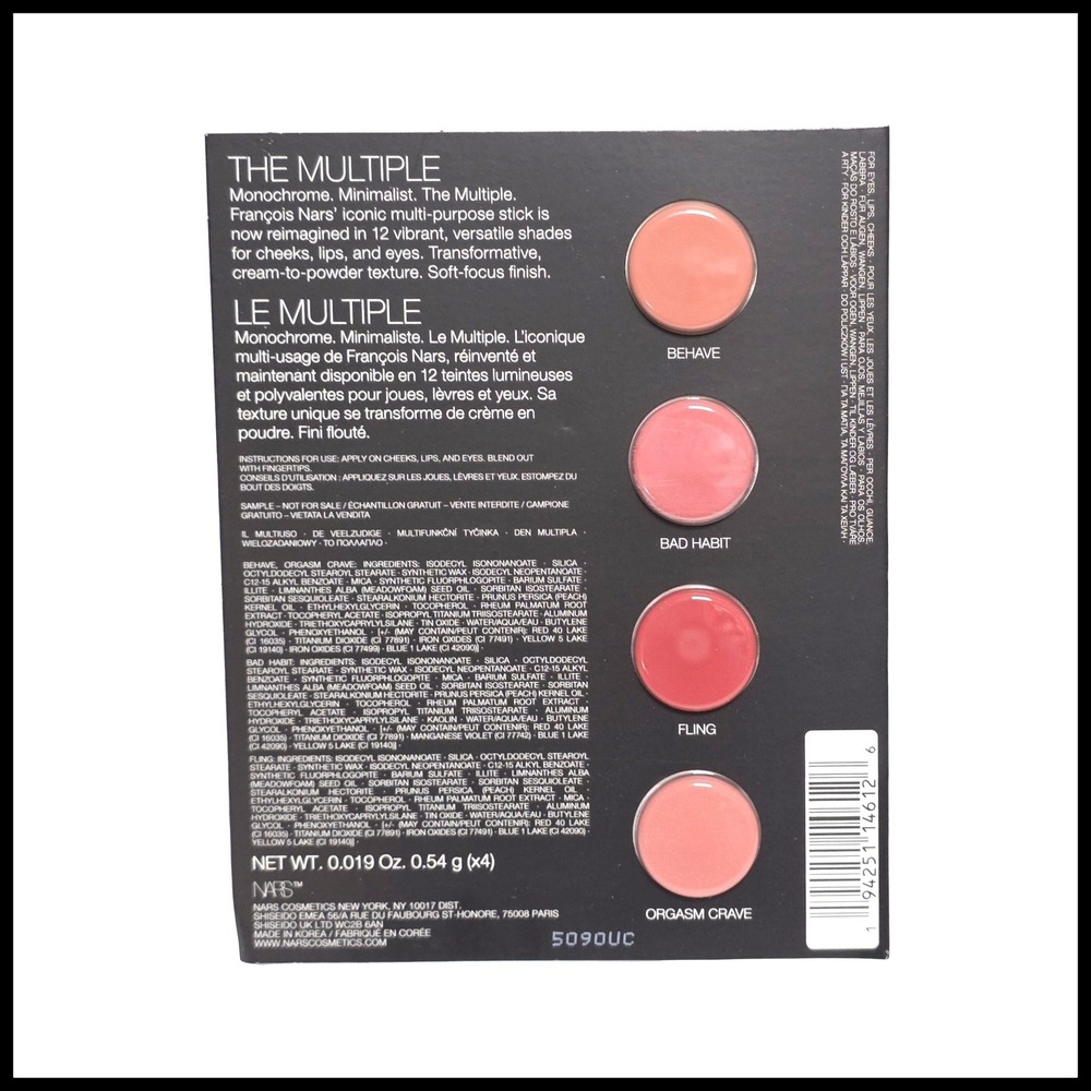 NARS The Multiple Multi-Use Stick Sample Card Behave Bad Habit Fling Orgasm